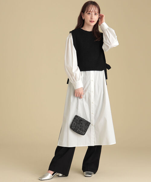 Ray BEAMS（レイビームス）の「Ray BEAMS / ニットベスト セット ワンピース（ワンピース・レディース・ブラック/オフホワイト・ONE SIZE）」の16枚目の写真