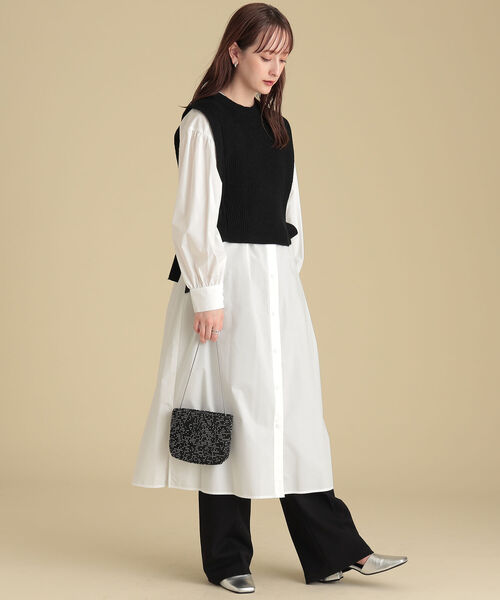 Ray BEAMS（レイビームス）の「Ray BEAMS / ニットベスト セット ワンピース（ワンピース・レディース・ブラック/オフホワイト・ONE SIZE）」の17枚目の写真