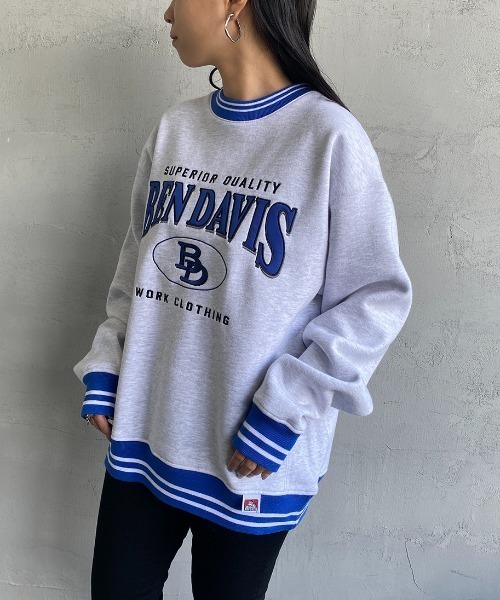 BEN DAVIS（ベンデイビス）の「【WEB限定】[BEN DAVIS/ベンデイビス] リンガーデザイン ブランドロゴクルーネックスウェット（スウェット・レディース・ブラック/ダークグリーン/オートミール・M/L/XL）」の19枚目の写真