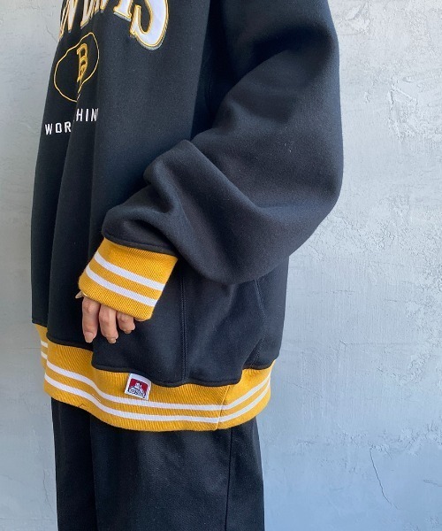 BEN DAVIS（ベンデイビス）の「【WEB限定】[BEN DAVIS/ベンデイビス] リンガーデザイン ブランドロゴクルーネックスウェット（スウェット・レディース・ブラック/ダークグリーン/オートミール・M/L/XL）」の10枚目の写真