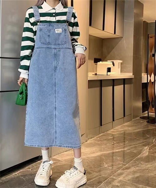 セール】バックスリット デニムサロペットスカート（ジャンパー