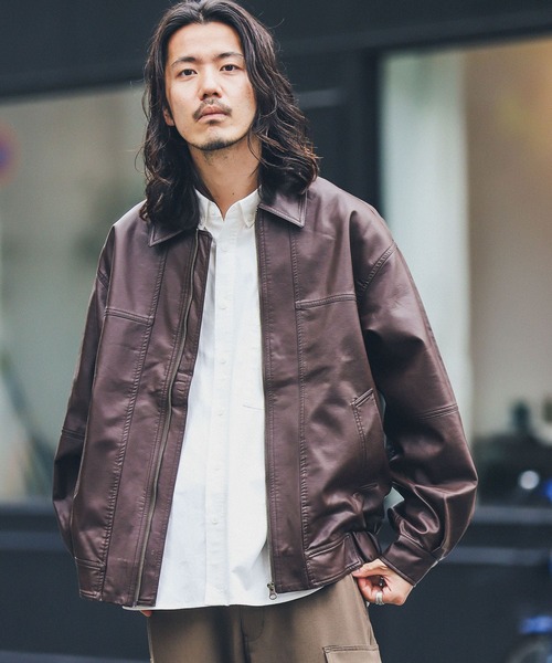 URBAN RESEARCH Sonny Label(アーバンリサーチサニーレーベル)の「『洗濯可』ウォッシャブルフェイクレザーブルゾン(その他アウター・メンズ・ブラウン/ブラック・LARGE/MEDIUM)」の13枚目の写真