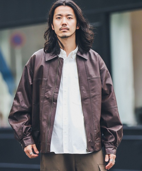 URBAN RESEARCH Sonny Label(アーバンリサーチサニーレーベル)の「『洗濯可』ウォッシャブルフェイクレザーブルゾン(その他アウター・メンズ・ブラウン/ブラック・LARGE/MEDIUM)」の14枚目の写真