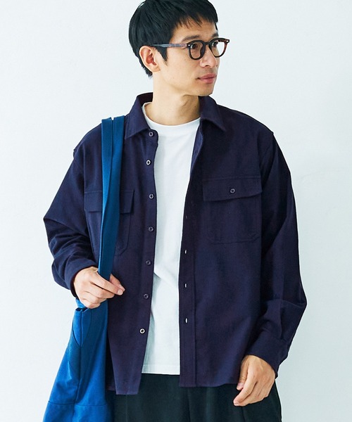 coca(coca)(コカ)の「メンズビックシルエットネルシャツ(シャツ/ブラウス・メンズ・グリーン/ネイビー/マスタード・M/L/XL)」の3枚目の写真