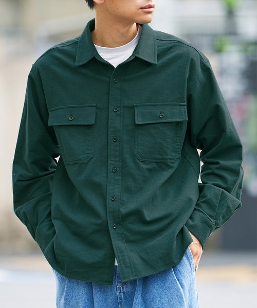 coca(coca)(コカ)の「メンズビックシルエットネルシャツ(シャツ/ブラウス・メンズ・グリーン/ネイビー/マスタード・M/L/XL)」の2枚目の写真
