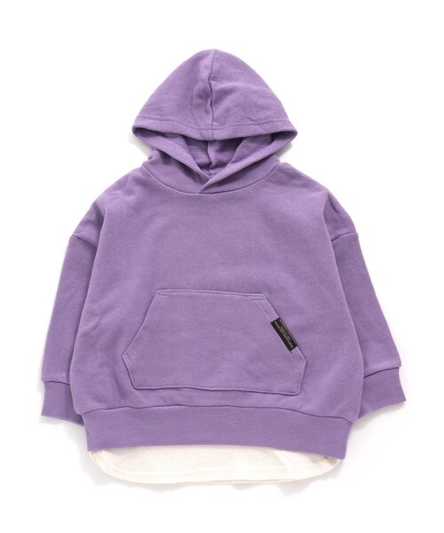 BREEZE（ブリーズ）の「WEB限定 レイヤード風フーディー（パーカー・キッズ・オレンジ/レインボー/イエロー/パープル/ブルー/グリーン/サックスブルー/ブラック/ピンク・110/100/140/120/80/130/90）」の6枚目の写真