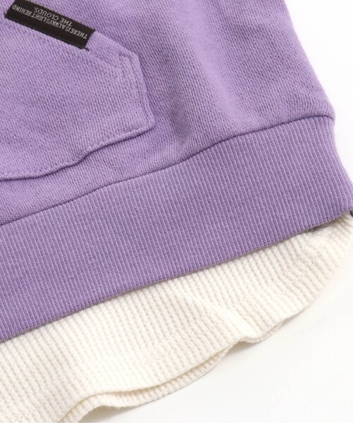 BREEZE（ブリーズ）の「WEB限定 レイヤード風フーディー（パーカー・キッズ・オレンジ/レインボー/イエロー/パープル/ブルー/グリーン/サックスブルー/ブラック/ピンク・110/100/140/120/80/130/90）」の18枚目の写真