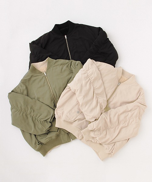 LOVETOXIC（ラブトキシック）の「リバーシブルボアＭＡ１（ブルゾン・キッズ・アイボリー/カーキ/ブラック・M/S/SS/L）」の22枚目の写真