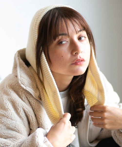 14+（イチヨンプラス）の「ニットスナップボタンバラクラバ（ニットキャップ/ビーニー・レディース・グレー/アイボリー/ブラック・FREE）」の13枚目の写真
