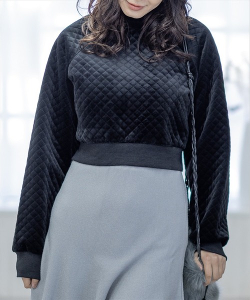 clear（クリア）の「キルティングショート丈トップス（シャツ/ブラウス・レディース・ネイビー/ブラック/アイボリー/オレンジ/カーキ・F）」の3枚目の写真