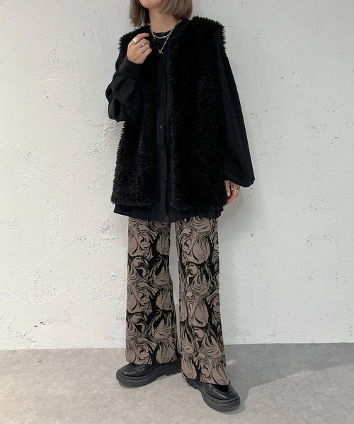 apres jour mignon(アプレジュールミニョン)の「ジャガードニットパンツ【ZOZOTOWN限定アイテム】(その他パンツ・レディース・ボルドー/グレイッシュベージュ/ブラック・MEDIUM/X-LARGE/SMALL)」の14枚目の写真