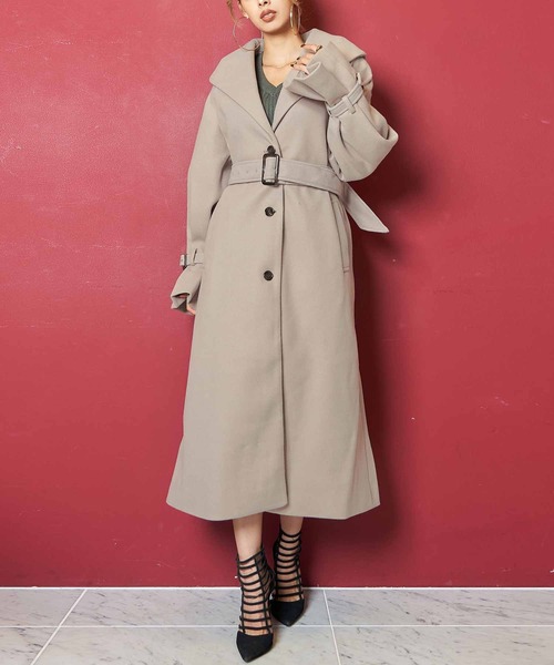 LATINA(ラティーナ)の「ウールタッチデザインカラーロングコート(その他アウター・レディース・アイボリー/グレイッシュベージュ/サックスブルー/ブラック・FREE)」の4枚目の写真