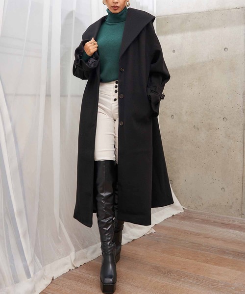 LATINA(ラティーナ)の「ウールタッチデザインカラーロングコート(その他アウター・レディース・アイボリー/グレイッシュベージュ/サックスブルー/ブラック・FREE)」の3枚目の写真