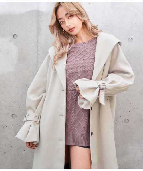 LATINA(ラティーナ)の「ウールタッチデザインカラーロングコート(その他アウター・レディース・アイボリー/グレイッシュベージュ/サックスブルー/ブラック・FREE)」の5枚目の写真