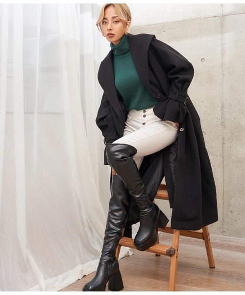 LATINA(ラティーナ)の「ウールタッチデザインカラーロングコート(その他アウター・レディース・アイボリー/グレイッシュベージュ/サックスブルー/ブラック・FREE)」の9枚目の写真