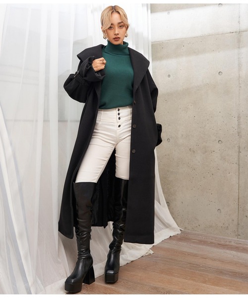 LATINA(ラティーナ)の「ウールタッチデザインカラーロングコート(その他アウター・レディース・アイボリー/グレイッシュベージュ/サックスブルー/ブラック・FREE)」の8枚目の写真