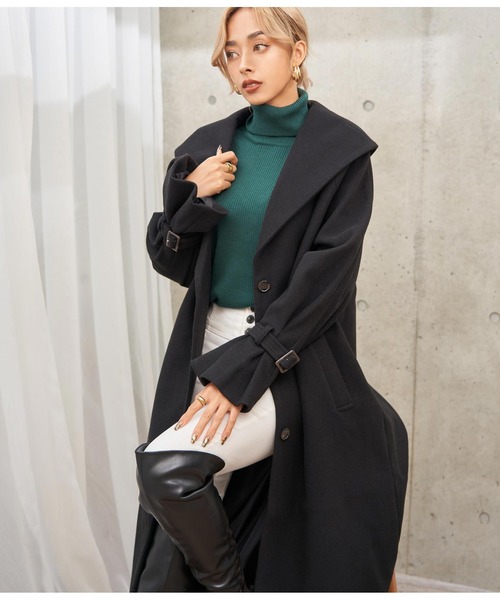 LATINA(ラティーナ)の「ウールタッチデザインカラーロングコート(その他アウター・レディース・アイボリー/グレイッシュベージュ/サックスブルー/ブラック・FREE)」の6枚目の写真