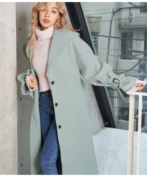 LATINA(ラティーナ)の「ウールタッチデザインカラーロングコート(その他アウター・レディース・アイボリー/グレイッシュベージュ/サックスブルー/ブラック・FREE)」の13枚目の写真