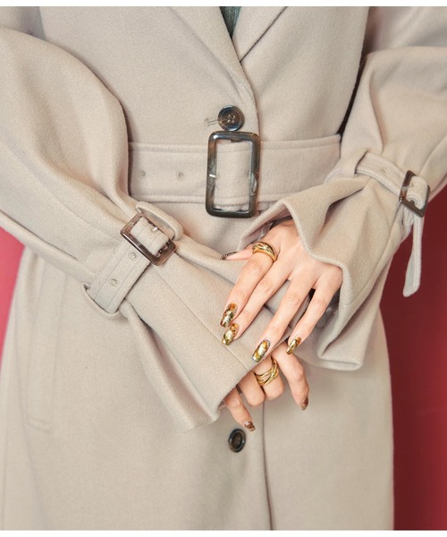 LATINA(ラティーナ)の「ウールタッチデザインカラーロングコート(その他アウター・レディース・アイボリー/グレイッシュベージュ/サックスブルー/ブラック・FREE)」の14枚目の写真