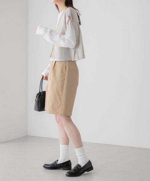 BONLECILL（ボンルシール）の「【アンサンブル】クロップドラインニットベスト／ロゴ刺繍ロングTシャツ（アンサンブル・レディース・オレンジ/アイボリー/チャコールグレー/ブルー・FREE）」の9枚目の写真