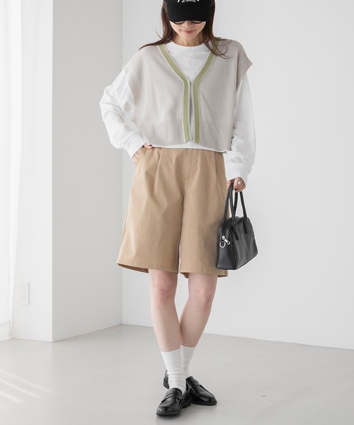 BONLECILL（ボンルシール）の「【アンサンブル】クロップドラインニットベスト／ロゴ刺繍ロングTシャツ（アンサンブル・レディース・オレンジ/アイボリー/チャコールグレー/ブルー・FREE）」の10枚目の写真