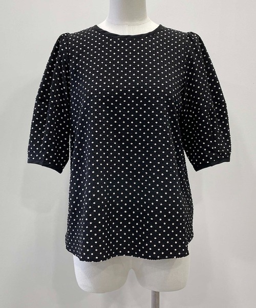 piccin◆ブラウス/M/ポリエステル/BLK/ドット/148140 楽天市場】PICCIN ドット刺繍ペプラムブラウス ドットジャガード
