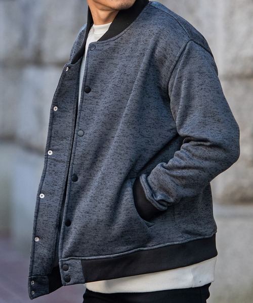 SILVER BULLET(シルバーバレット)の「『CavariA/キャバリア』ニットソー起毛ビッグスタジャン(スタジャン・メンズ・チャコールグレー/ブラック/ネイビー/モカ/ブラック系1・M/L)」の21枚目の写真
