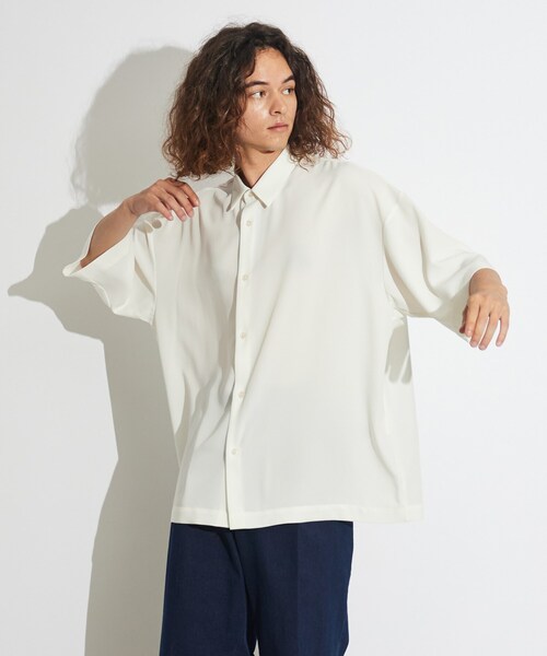 tk.TAKEO KIKUCHI（ティーケータケオキクチ）の「◆なめらかビッグ半袖シャツ（シャツ/ブラウス・メンズ・ブラック/ライトパープル/ホワイト/グリーン/ダークグリーン系/ブラック系/ホワイト系1・01/02/03）」の2枚目の写真