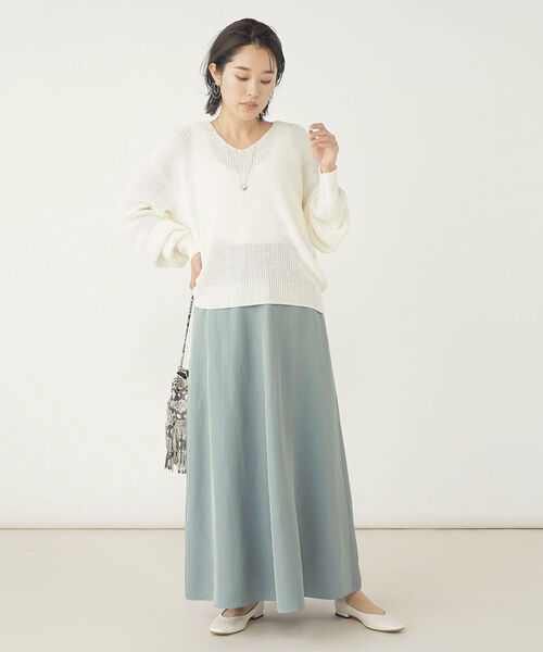 NOLLEY’S（ノーリーズ）の「《手洗い可能》ブライトツイルセミフレアスカート（スカート・レディース・ベージュ/グレイッシュブルー・38/36）」の18枚目の写真