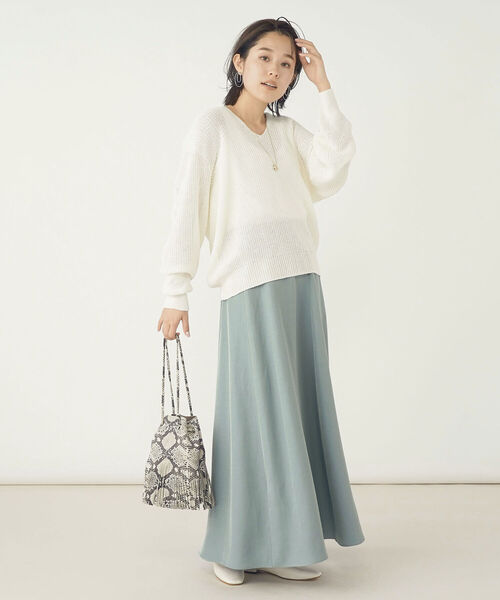 NOLLEY’S（ノーリーズ）の「《手洗い可能》ブライトツイルセミフレアスカート（スカート・レディース・ベージュ/グレイッシュブルー・38/36）」の19枚目の写真