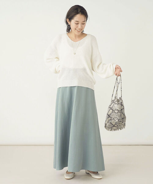 NOLLEY’S（ノーリーズ）の「《手洗い可能》ブライトツイルセミフレアスカート（スカート・レディース・ベージュ/グレイッシュブルー・38/36）」の22枚目の写真