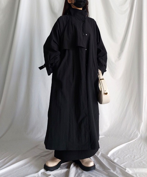 セール】※※【2WAY】オーバーサイズ スタンドカラーナイロンロング