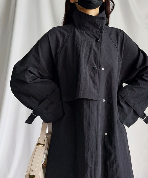 me+em select(ミームセレクト)の「※※【2WAY】オーバーサイズ スタンドカラーナイロンロングトレンチコート(トレンチコート・レディース・ベージュ/アイボリー/ブラック/ピンク・MEDIUM)」の20枚目の写真