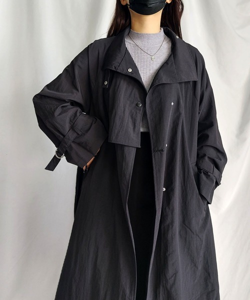 セール】※※【2WAY】オーバーサイズ スタンドカラーナイロンロング