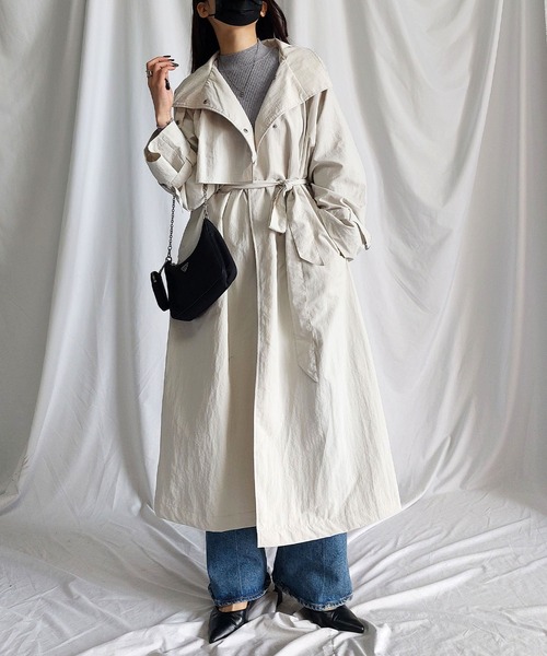 セール】※※【2WAY】オーバーサイズ スタンドカラーナイロンロング