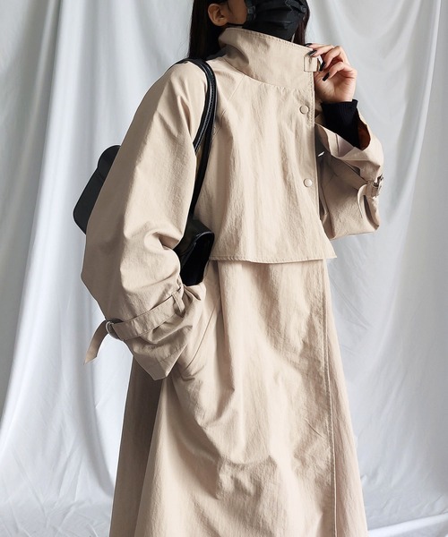 セール】※※【2WAY】オーバーサイズ スタンドカラーナイロンロング