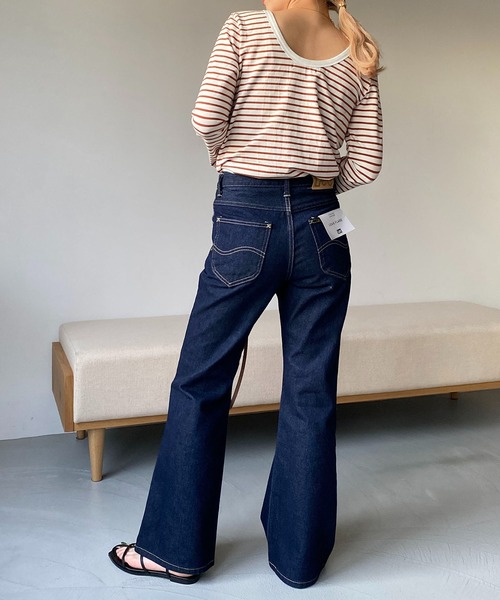 CAPRICIEUX LE'MAGE（カプリシューレマージュ）の「ボーダーフレアスリーブＴシャツ（Tシャツ/カットソー・レディース・ブラウン/ブルー/ブラック・FREE）」の6枚目の写真