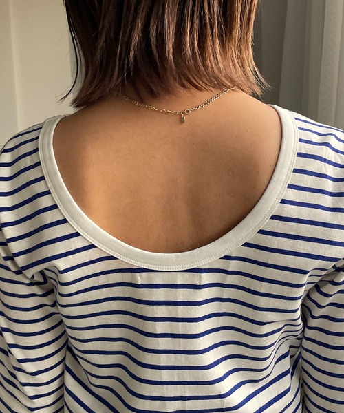 CAPRICIEUX LE'MAGE（カプリシューレマージュ）の「ボーダーフレアスリーブＴシャツ（Tシャツ/カットソー・レディース・ブラウン/ブルー/ブラック・FREE）」の12枚目の写真