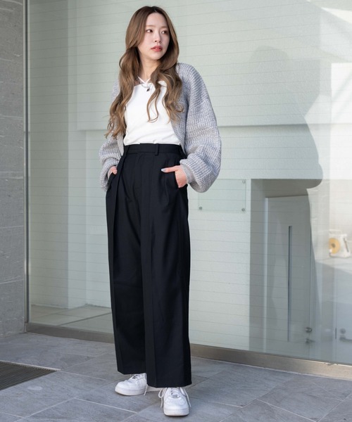 WEGO（ウィゴー）の「WEGO/タックワイドスラックス（スラックス・レディース・ブラック/ブラック系その他4・FREE）」の3枚目の写真