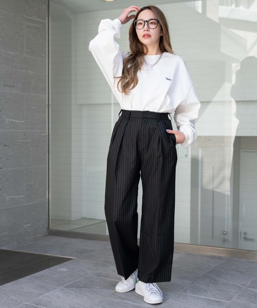 WEGO（ウィゴー）の「WEGO/タックワイドスラックス（スラックス・レディース・ブラック/ブラック系その他4・FREE）」の4枚目の写真