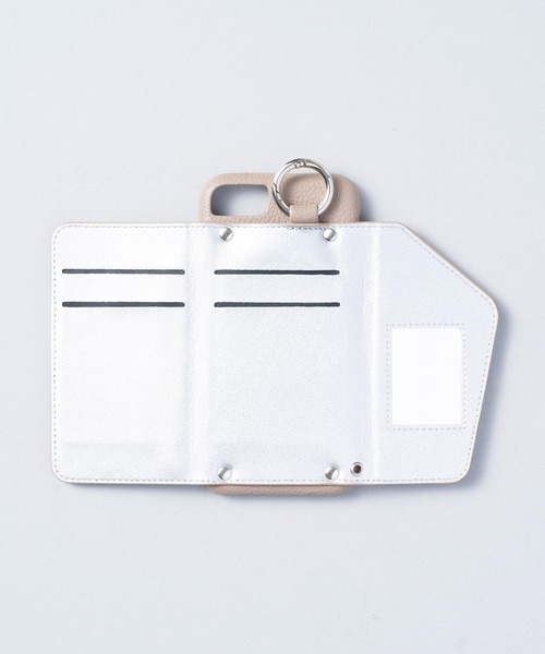 ensemble(皮革ブランド)(アンサンブル)の「ensemble PORTE 鏡 カードケース付きiPhoneケース (ベルト無し)(スマホケース/カバー・レディース・グレー/ベージュ/ブラック・1/3/4/6/7/5/10/2/12/13)」の6枚目の写真