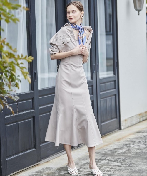 楽天市場】ベスト ジレ ロングワンピース 前あきミリタリー