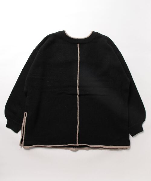 STYLEBLOCK(スタイルブロック)の「配色パイピング2WAYニットトップス(ニット/セーター・レディース・アイボリー/モカ/ブラック・FREE)」の4枚目の写真