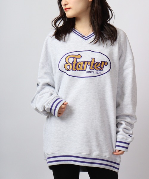 STARTER BLACK LABEL（スターターブラックレーベル）の「STARTER BLACKLABEL 裏毛オーバルロゴＶネックスウェットトレーナー（スウェット・メンズ・ブラック/ライトアッシュグレー/グリーン・M/L/XL）」の3枚目の写真