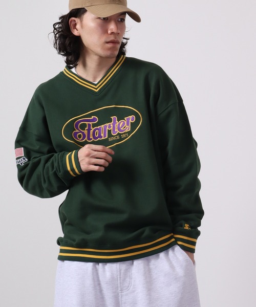 STARTER BLACKLABEL 裏毛オーバルロゴＶネックスウェットトレーナー