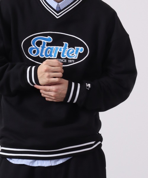 STARTER BLACK LABEL（スターターブラックレーベル）の「STARTER BLACKLABEL 裏毛オーバルロゴＶネックスウェットトレーナー（スウェット・メンズ・ブラック/ライトアッシュグレー/グリーン・M/L/XL）」の4枚目の写真