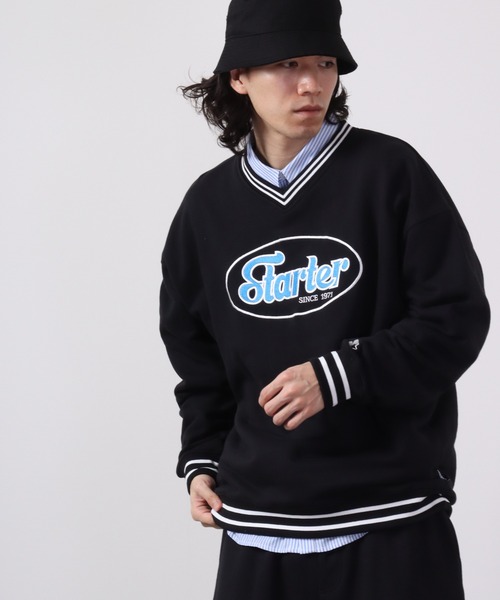 STARTER BLACK LABEL（スターターブラックレーベル）の「STARTER BLACKLABEL 裏毛オーバルロゴＶネックスウェットトレーナー（スウェット・メンズ・ブラック/ライトアッシュグレー/グリーン・M/L/XL）」の5枚目の写真
