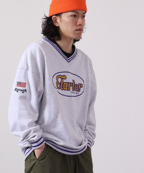 STARTER BLACK LABEL（スターターブラックレーベル）の「STARTER BLACKLABEL 裏毛オーバルロゴＶネックスウェットトレーナー（スウェット・メンズ・ブラック/ライトアッシュグレー/グリーン・M/L/XL）」の10枚目の写真
