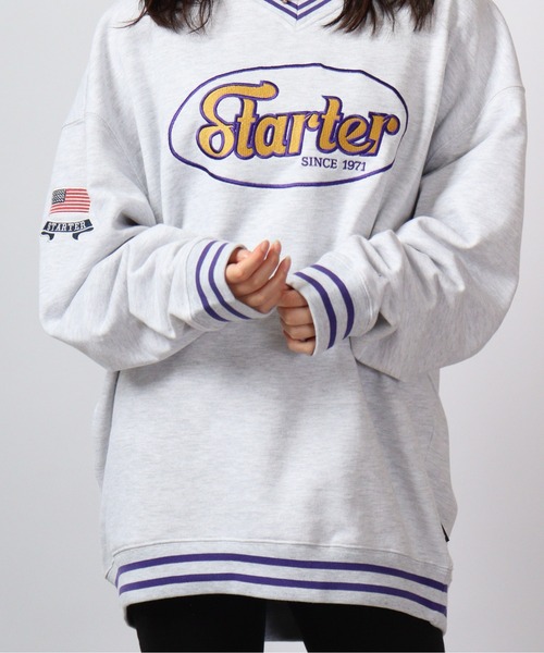 STARTER BLACK LABEL（スターターブラックレーベル）の「STARTER BLACKLABEL 裏毛オーバルロゴＶネックスウェットトレーナー（スウェット・メンズ・ブラック/ライトアッシュグレー/グリーン・M/L/XL）」の19枚目の写真