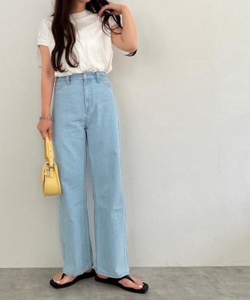 WEGO（ウィゴー）の「WEGO/【マルチサイズ】ウエストフィットワイドストレートデニムパンツ（デニムパンツ・レディース・ブラック系その他/コバルトブルー/ライトインディゴブルー・SMALL/X-LARGE/LARGE/X-SMALL/MEDIUM）」の5枚目の写真